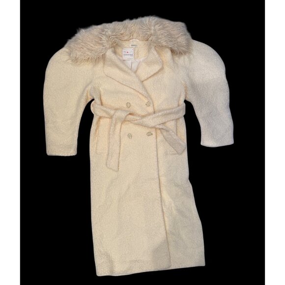 Ghospell Jackets & Blazers - NWT Ghospell Womens Faux Fur Collar Long Boucle Coat Balloon Sleeve  Sz. S